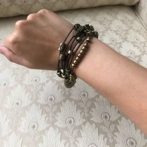 Brown and Gold Layered Bracelet